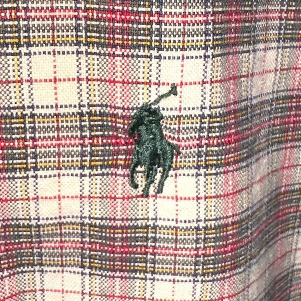 Polo Jeans Co. Ralph Lauren Tan Plaid Oxford Button Up Shirt XL
